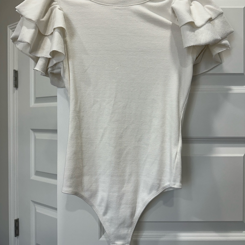 Express White Ribbed Knit Top - Picture 2 of 3